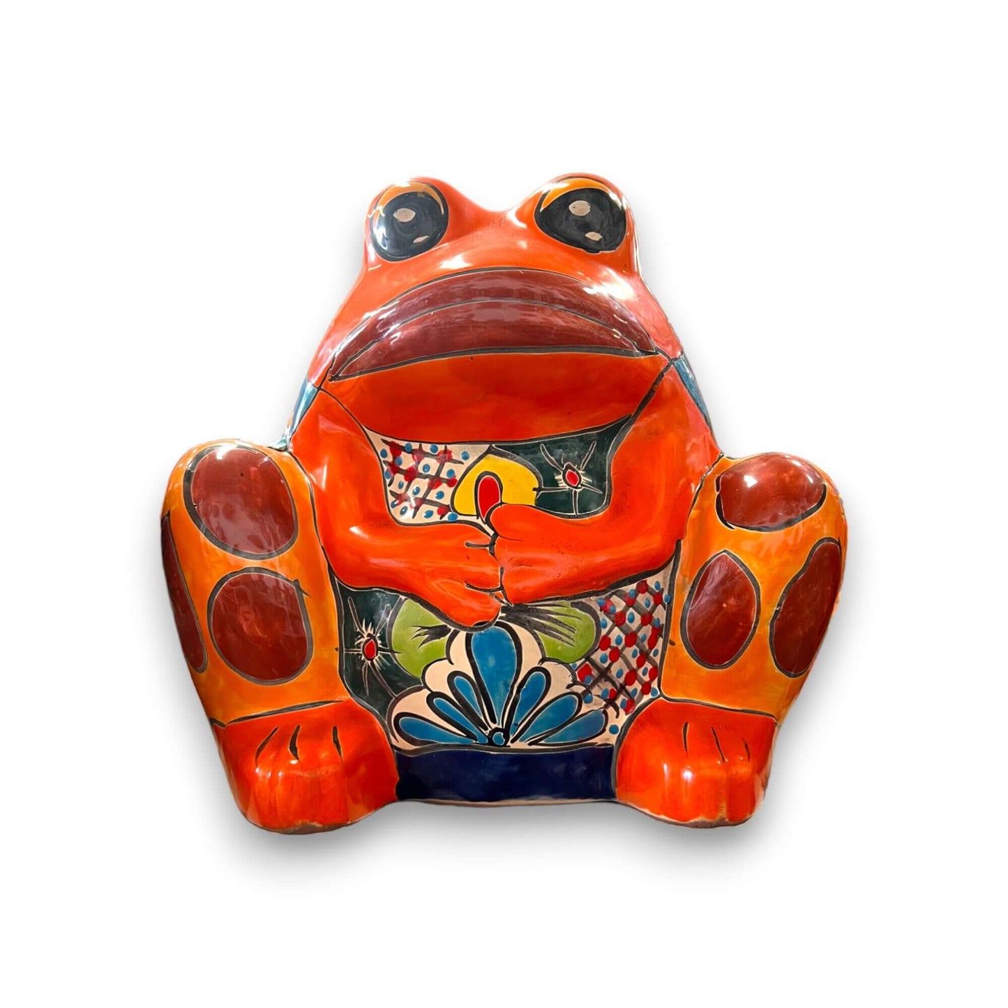 Talavera Frog Planter Colorful Handmade Mexican Pottery - - Talavera Planter