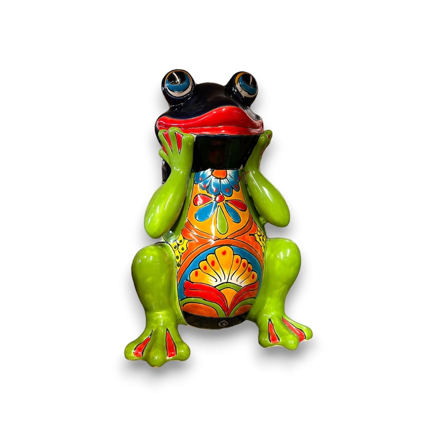Talavera Frog Statue Vibrant Hand-Painted Mexican Ceramic Art - - Talavera Statue