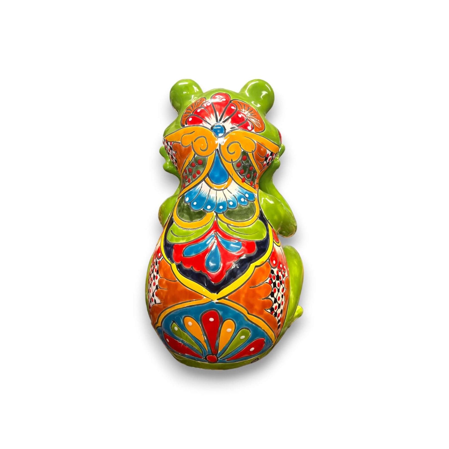 Talavera Frog Statue Vibrant Hand-Painted Mexican Ceramic Art - - Talavera Statue