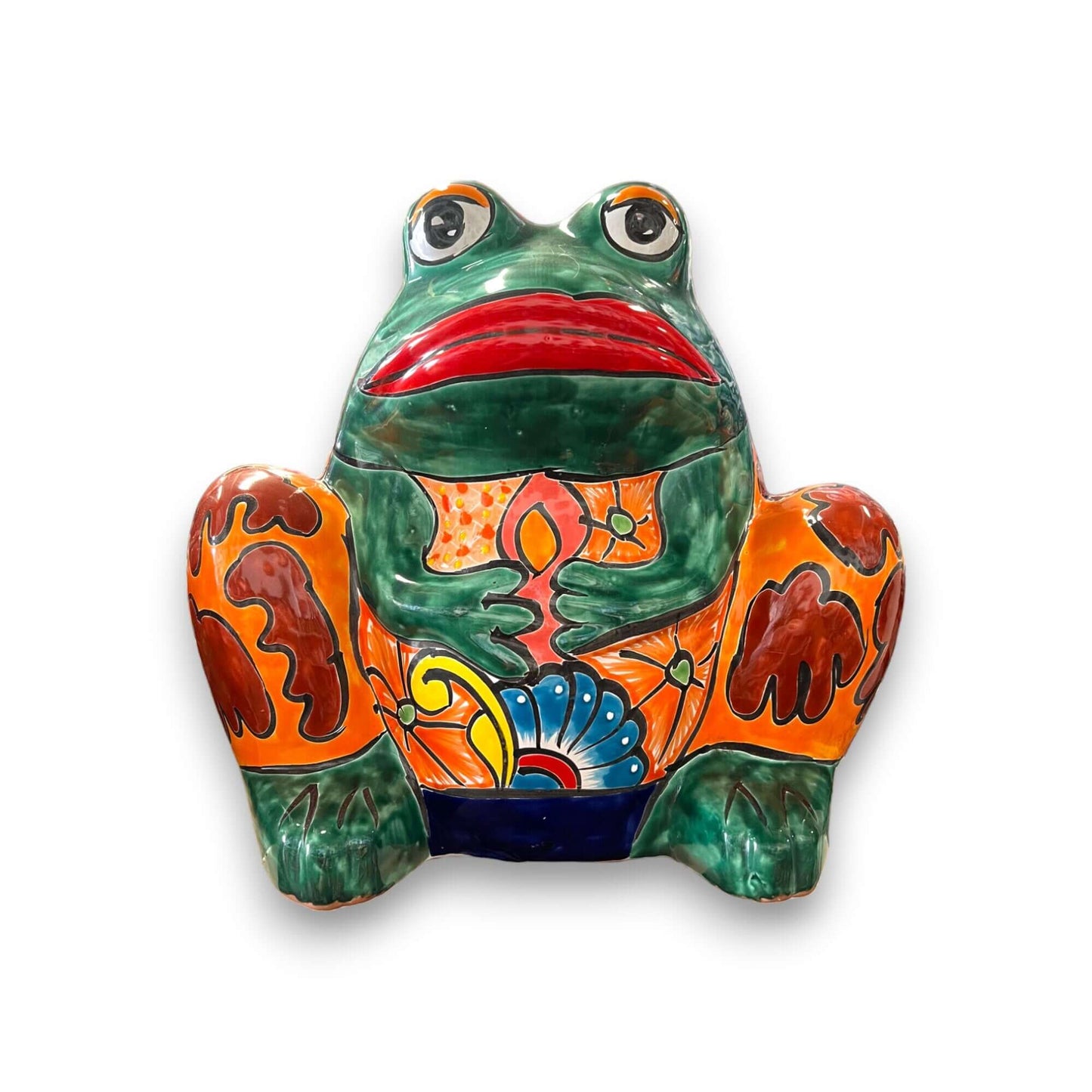 Talavera Frog Planter Colorful Handmade Mexican Pottery - - Talavera Planter