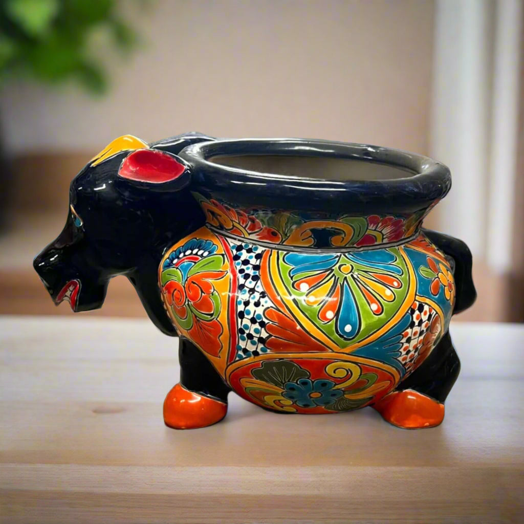 Vibrant Talavera Donkey Planter Mexican Burro Pottery - - Talavera Planter