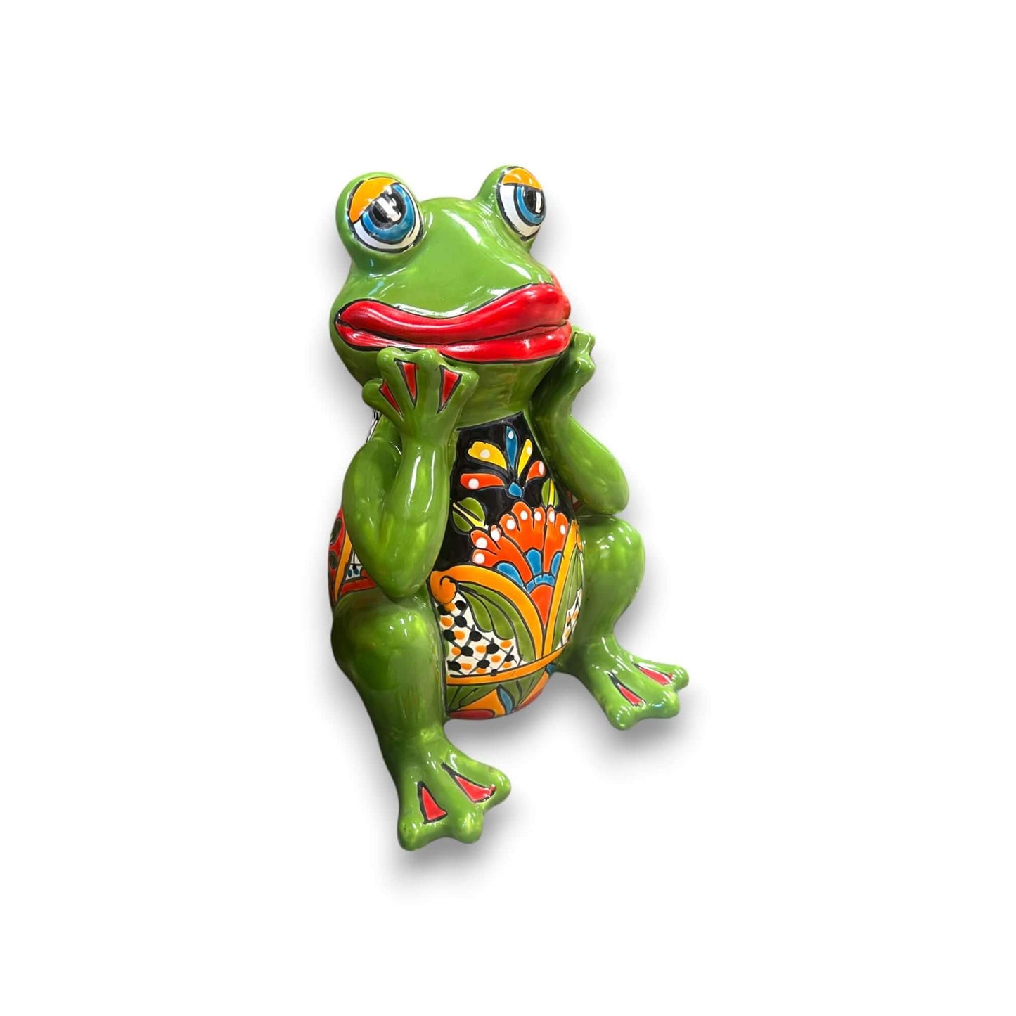 Talavera Frog Statue Vibrant Hand-Painted Mexican Ceramic Art - - Talavera Statue