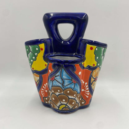 Talavera Utensil Holder Colorful Handmade Mexican Organizer - - Talavera Utensil Holder