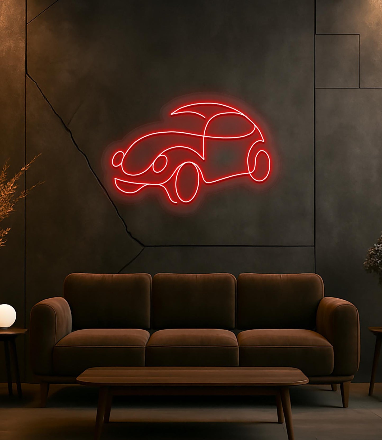 Classic Car Neon Sign Red LED Wall Decor with Dimmer - - neon light