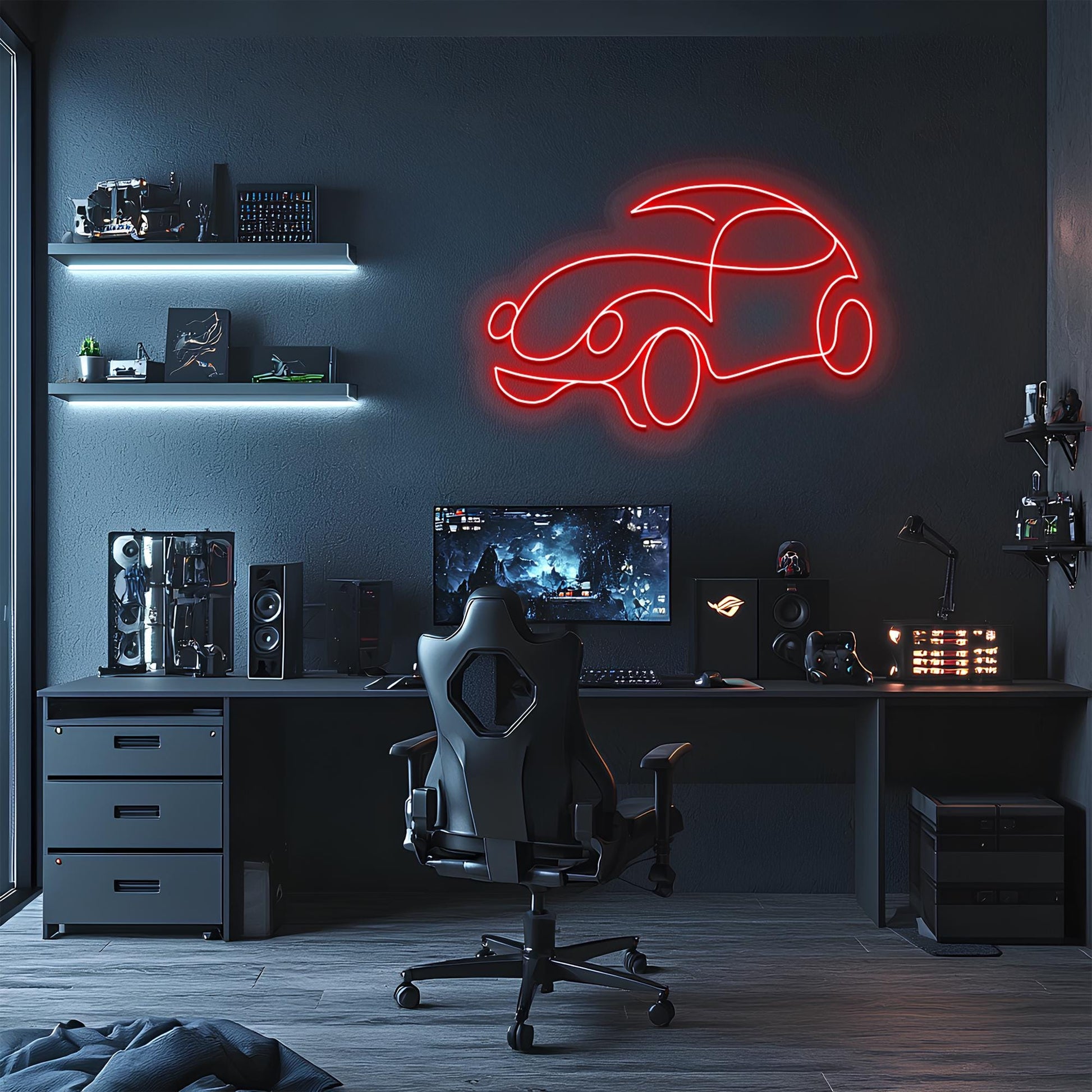 Classic Car Neon Sign Red LED Wall Decor with Dimmer - - neon light