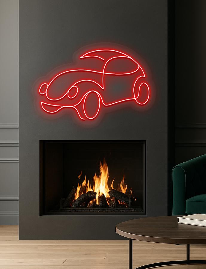 Classic Car Neon Sign Red LED Wall Decor with Dimmer - - neon light