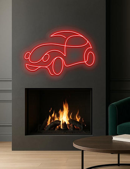 Classic Car Neon Sign Red LED Wall Decor with Dimmer - - neon light