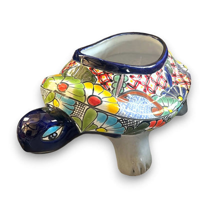 Talavera Turtle Planter Hand-Painted Mexican Ceramic Garden Pot - - Talavera Planter