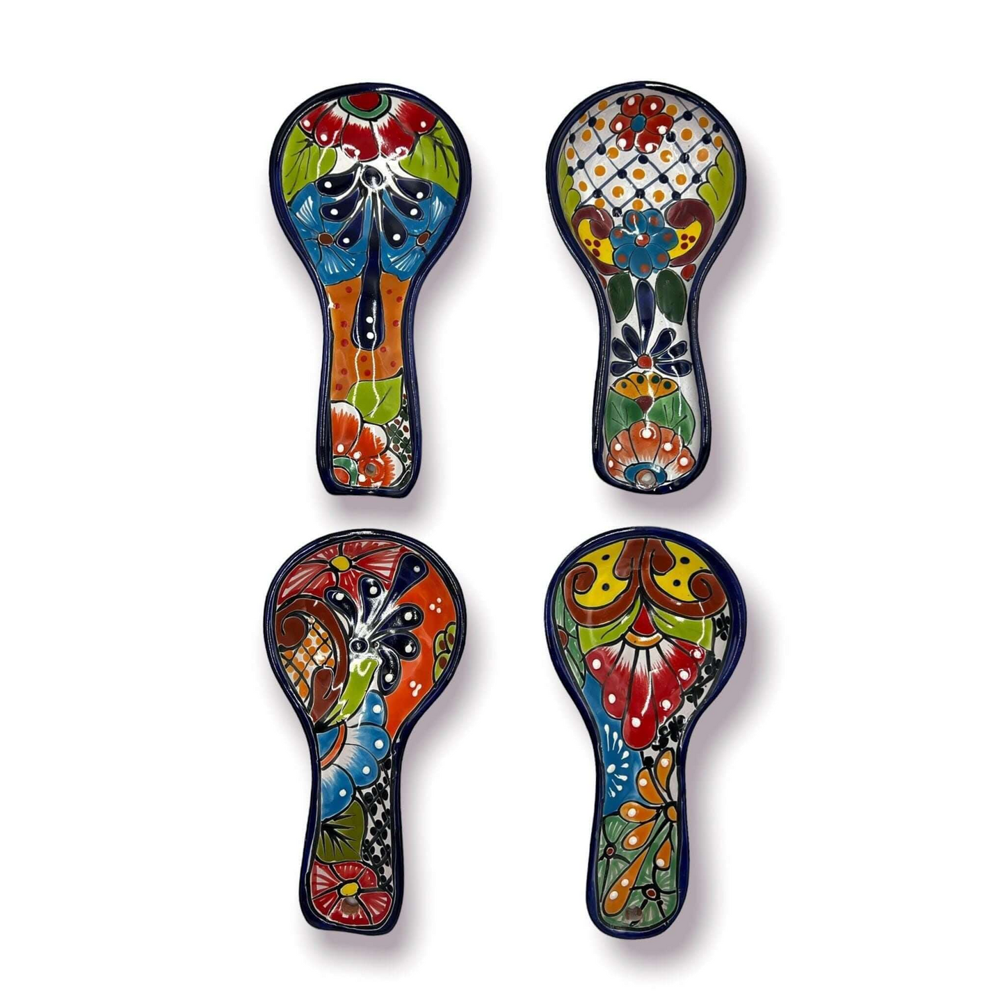Colorful Mexican Talavera Utensil Rest Handmade Spoon Rest - - Talavera Spoon Rest