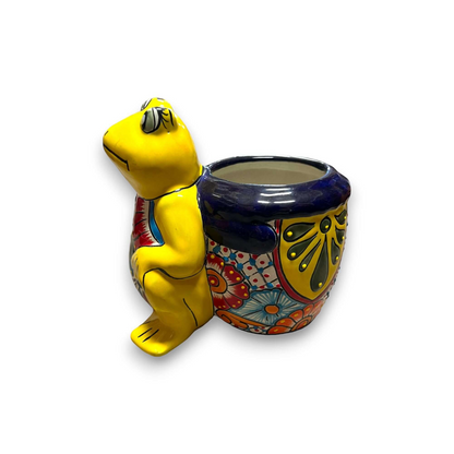Talavera Frog Planter Colorful Hand-Painted Mexican Pottery - - Talavera Planter