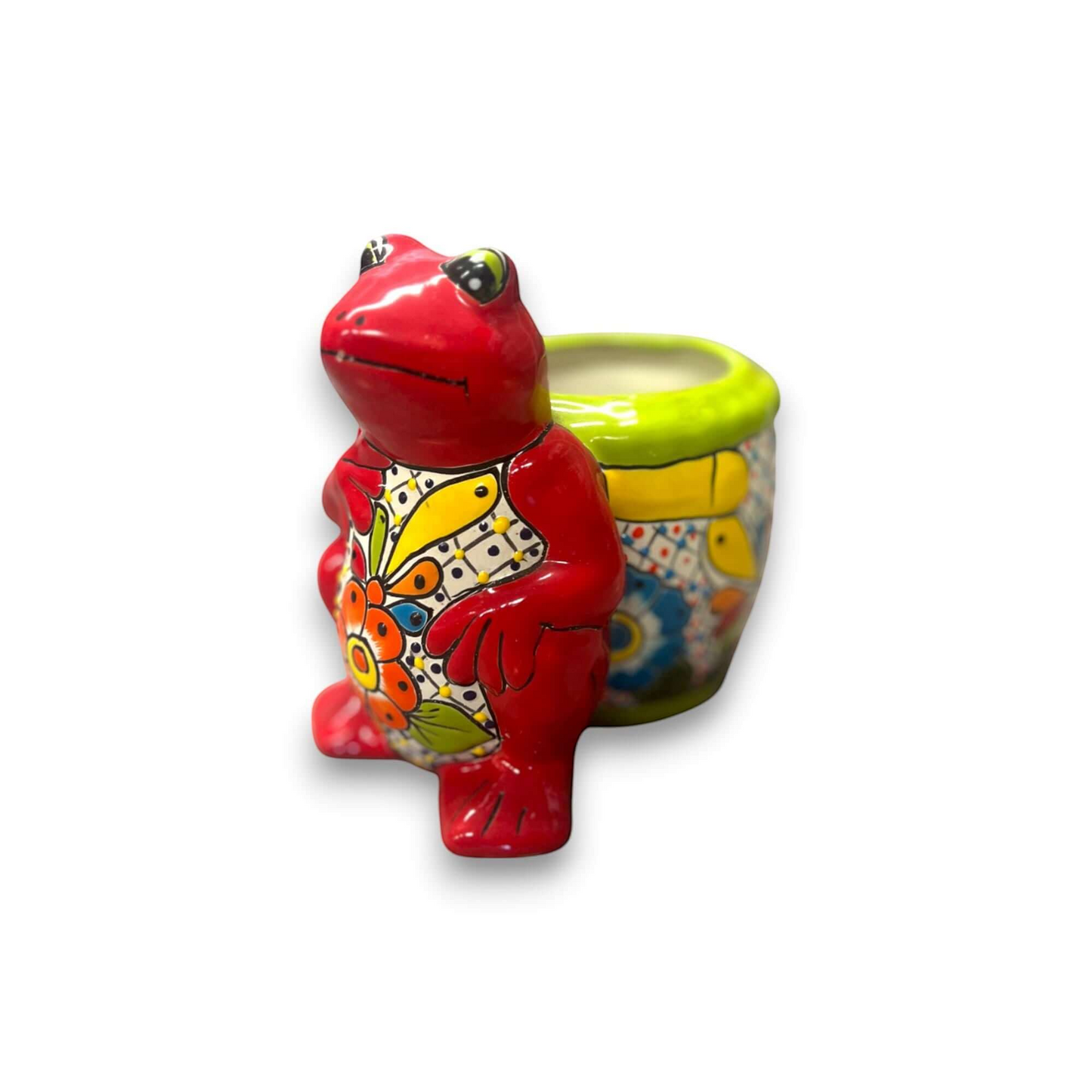 Talavera Frog Planter Colorful Hand-Painted Mexican Pottery - - Talavera Planter