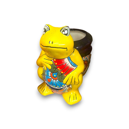 Talavera Frog Planter Colorful Hand-Painted Mexican Pottery - - Talavera Planter