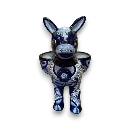 Large Talavera Donkey Planter Blue and White Ceramic Burro Pot - - Talavera Planter