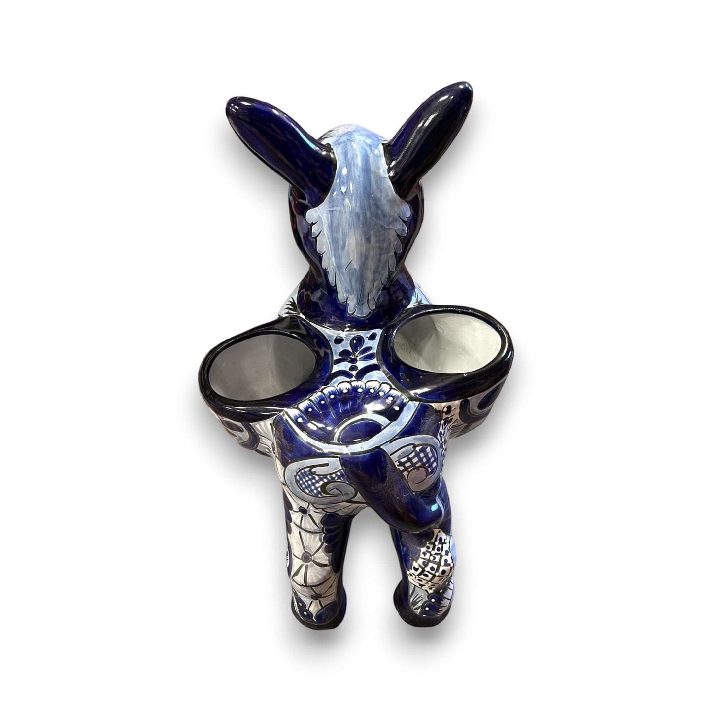 Large Talavera Donkey Planter Blue and White Ceramic Burro Pot - - Talavera Planter
