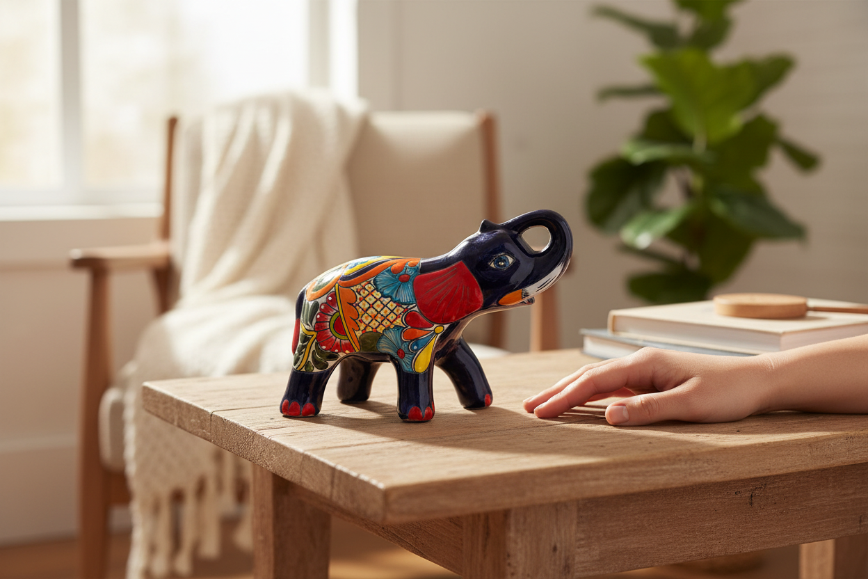 Medium Talavera Elephant Coin Bank Handmade Piggy Bank - - Talavera Piggy Bank
