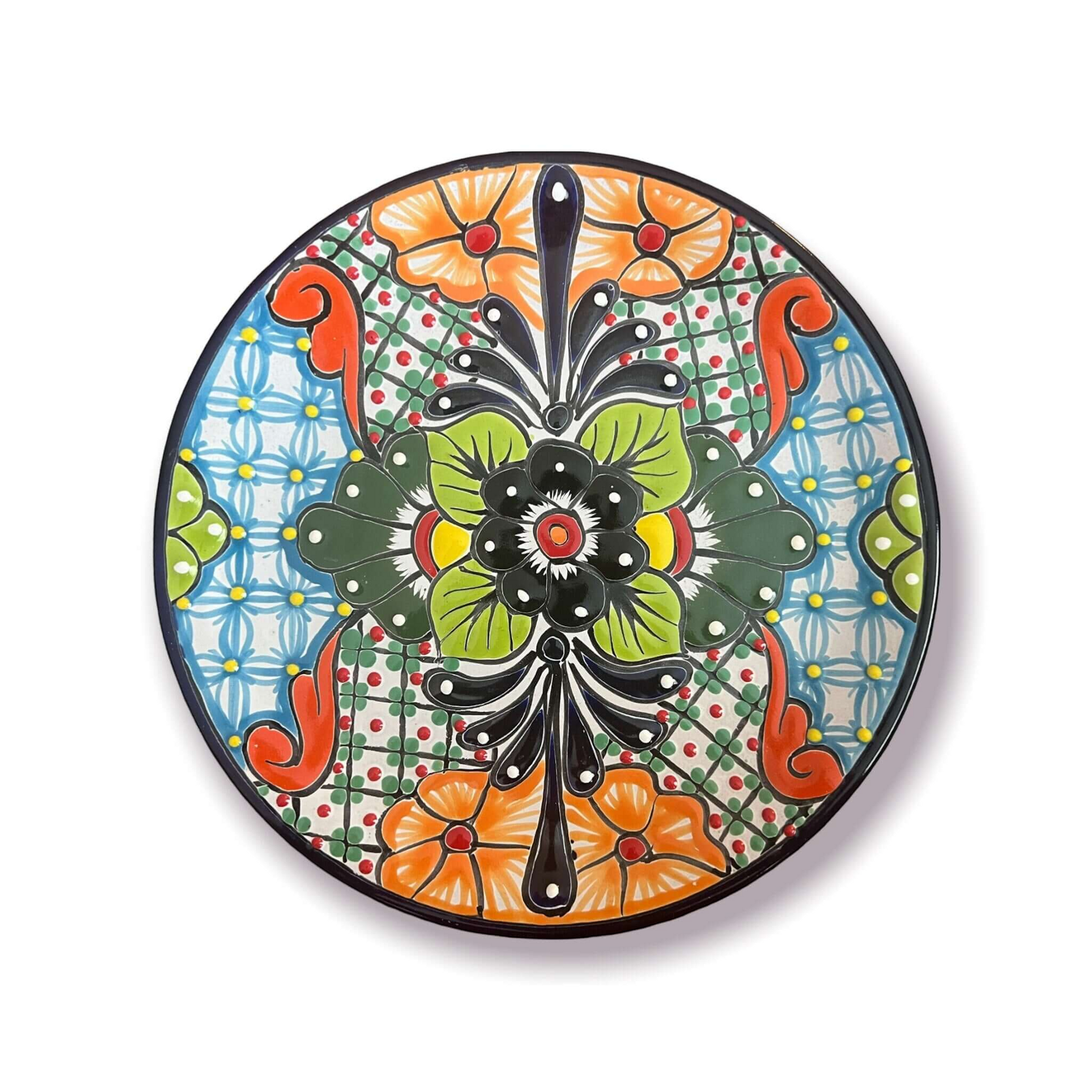 12-Piece Talavera Dinnerware Set Mexican Ceramic Plates & Bowls - - Talavera Dinnerware Set