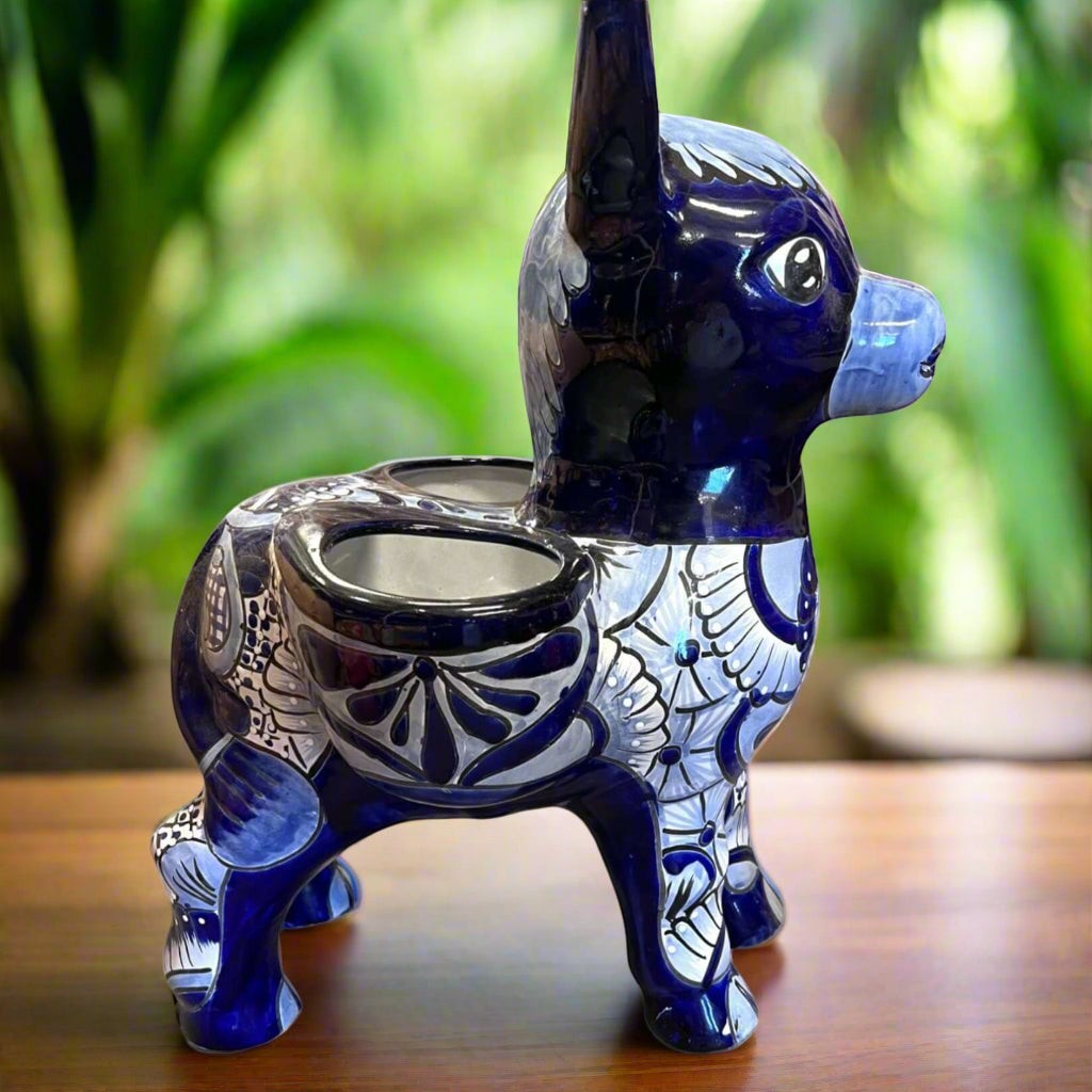 Large Talavera Donkey Planter Blue and White Ceramic Burro Pot - - Talavera Planter