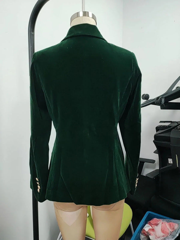 Women's Velvet Suit Jacket - Slim Fit - Multiple Colors - Four Season - -