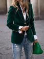 Women's Velvet Suit Jacket - Slim Fit - Multiple Colors - Four Season - Green -