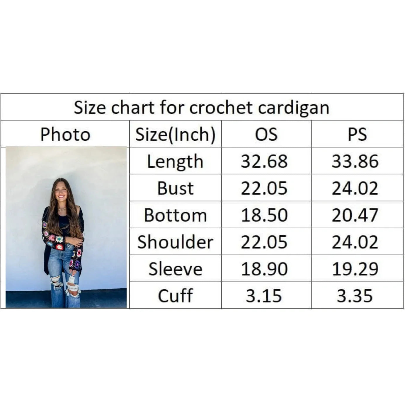 Crochet Knit Cardigan Black and Multi Color - -