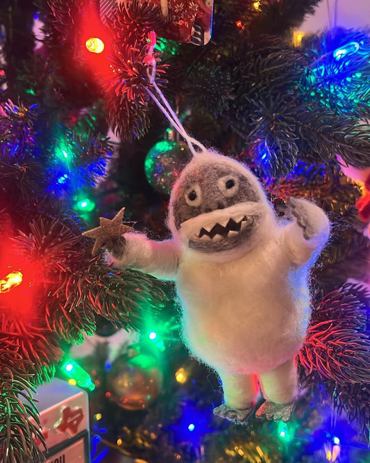 Wool Felt Abominable Snowman Ornament - - Christmas