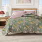 Floral Print & Scalloped Cotton Quilt Set - Gwen Collection - Floral Dusk - Quilts & Comforters