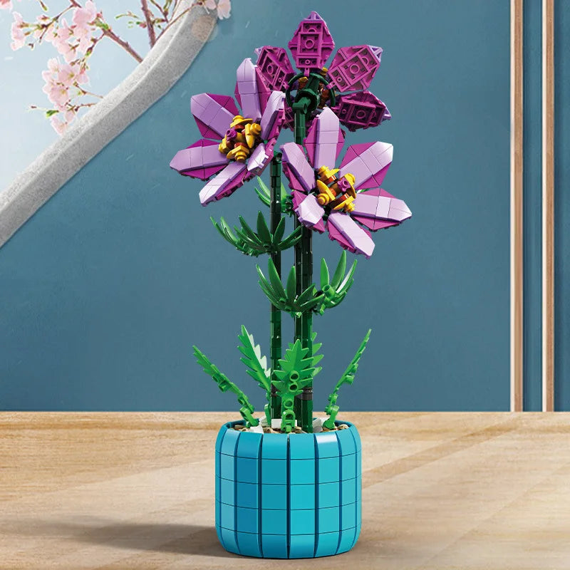 Creativity Bouquet Rhododendron Potted Plant Building Blocks Bricks Kids Toys Kia Day Design