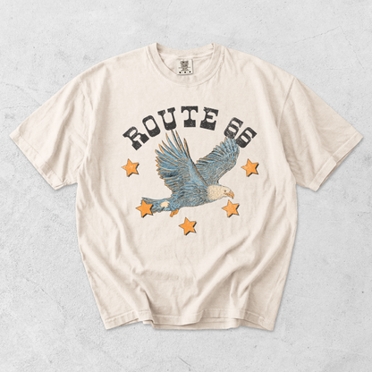 Route 66 Eagle Graphic Tee | Retro Western Route 66 T-Shirt - -