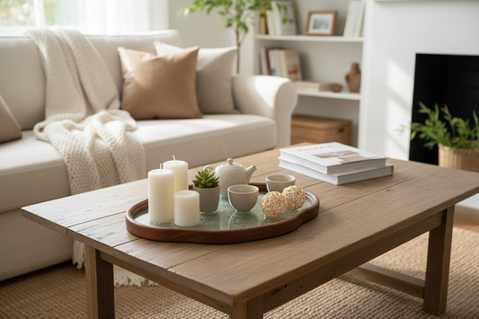 IwaiLoft Glass Serving Tray with The Crabapple Pattern Wood Edge Decorative Tray - - tray