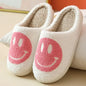 Cute Smile Pattern Fluffy Slippers Pink