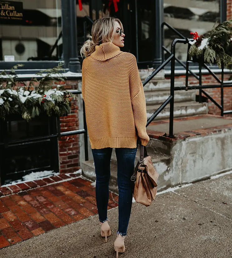 Women's Chunky Knit High Neck Sweater