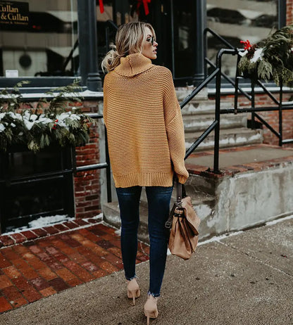 Women's Chunky Knit High Neck Sweater