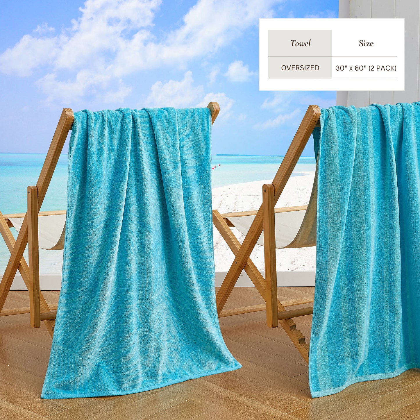 Cotton Velour Beach Towel - Maui Collection - - Beach Towels