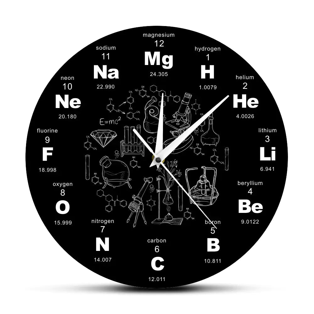 Periodic Table Wall Clock with Acrylic Design - Kia Day Design