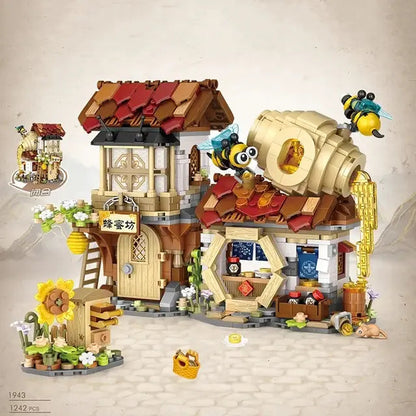 Mini Street View Bee Shop Building Blocks Toy Kia Day Design