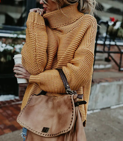 Women's Chunky Knit High Neck Sweater
