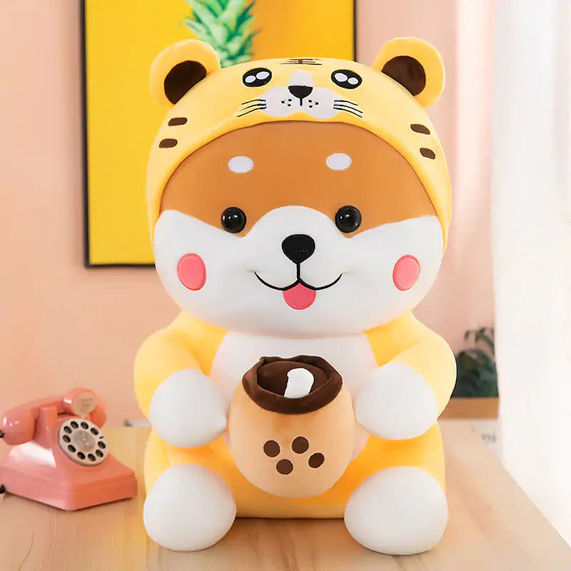 Boba Drinking Shiba Plush Toy