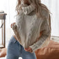 Solid Color Chunky Knit Turtleneck Sweater for Women