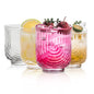 KEMORELA Drinking Glasses Art Deco Cocktail Glasses Set of 4 Glass Cups Arch Design Glassware Trendy Ripple Glass Beverages Ice Coffee Cup Ideal for Whiskey Beer Juice Water (4Pcs 12Oz) Kia Day Design