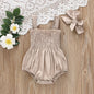 Infant Baby Girls Summer Elastic Jumpsuit Rompers tan