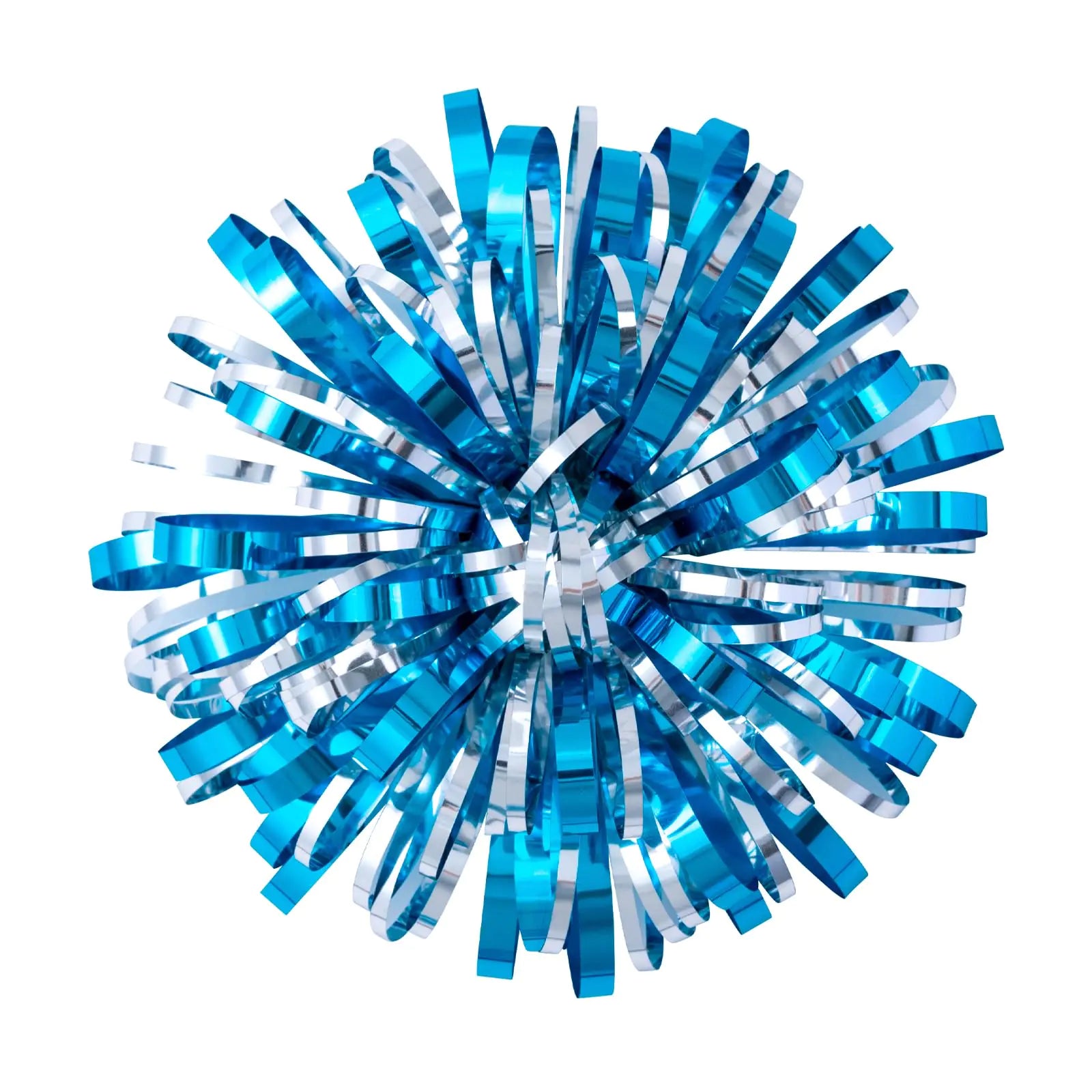 WRAPAHOLIC 12 Pack 4 Inch Metallic Gift Bow - Turquoise & Silver Cheerleading Pom Poms for Kids Adults Team Spirit Cheering Football Baseball Softball Dance Kia Day Design