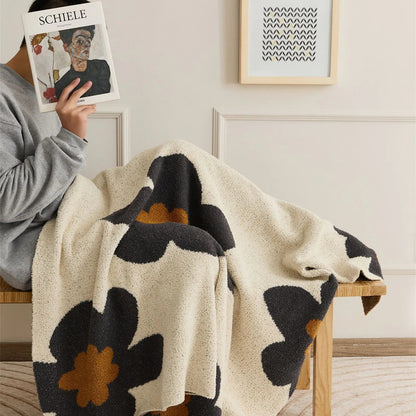 Nordic Flower Pattern Soft Knitted Blanket - Kia Day Design