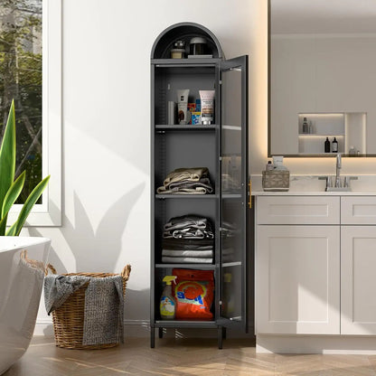 73 In Tall Metal Arched Cabinet Kitchen With Glass Door - - cabinet