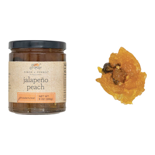Jalapeño Peach Preserves - Sweet & Spicy Fruit Spread Finch & Fennel - - Jam, Butters and Preserves