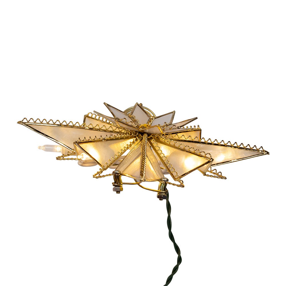 Glistening LED Capiz Bethlehem Star Treetop - - Christmas >> Tree Toppers