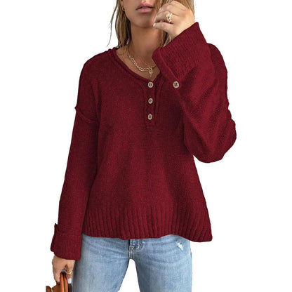 Loose Button Knitted Sweater for Women's Fashion