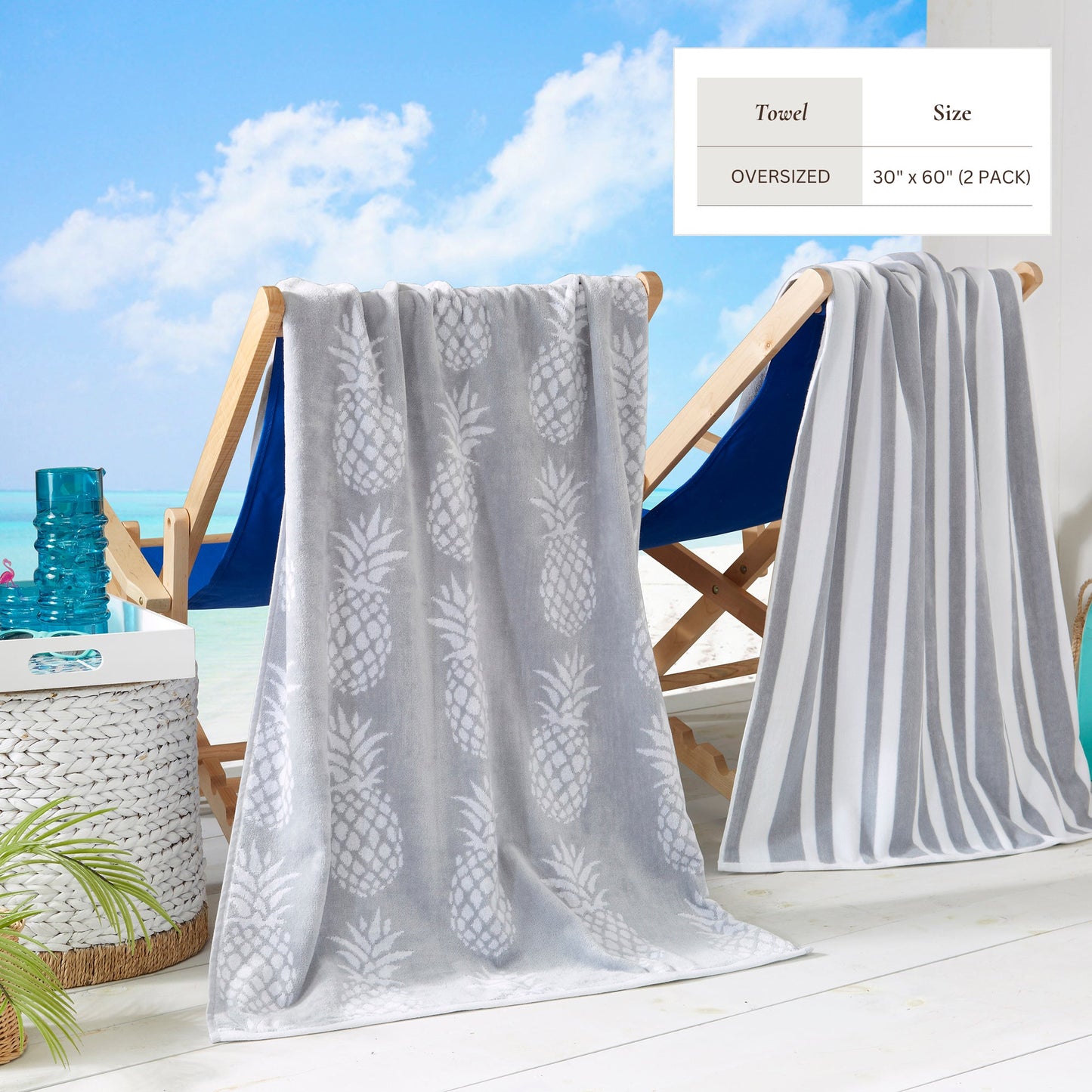 Cotton Velour Beach Towel - Maui Collection - - Beach Towels