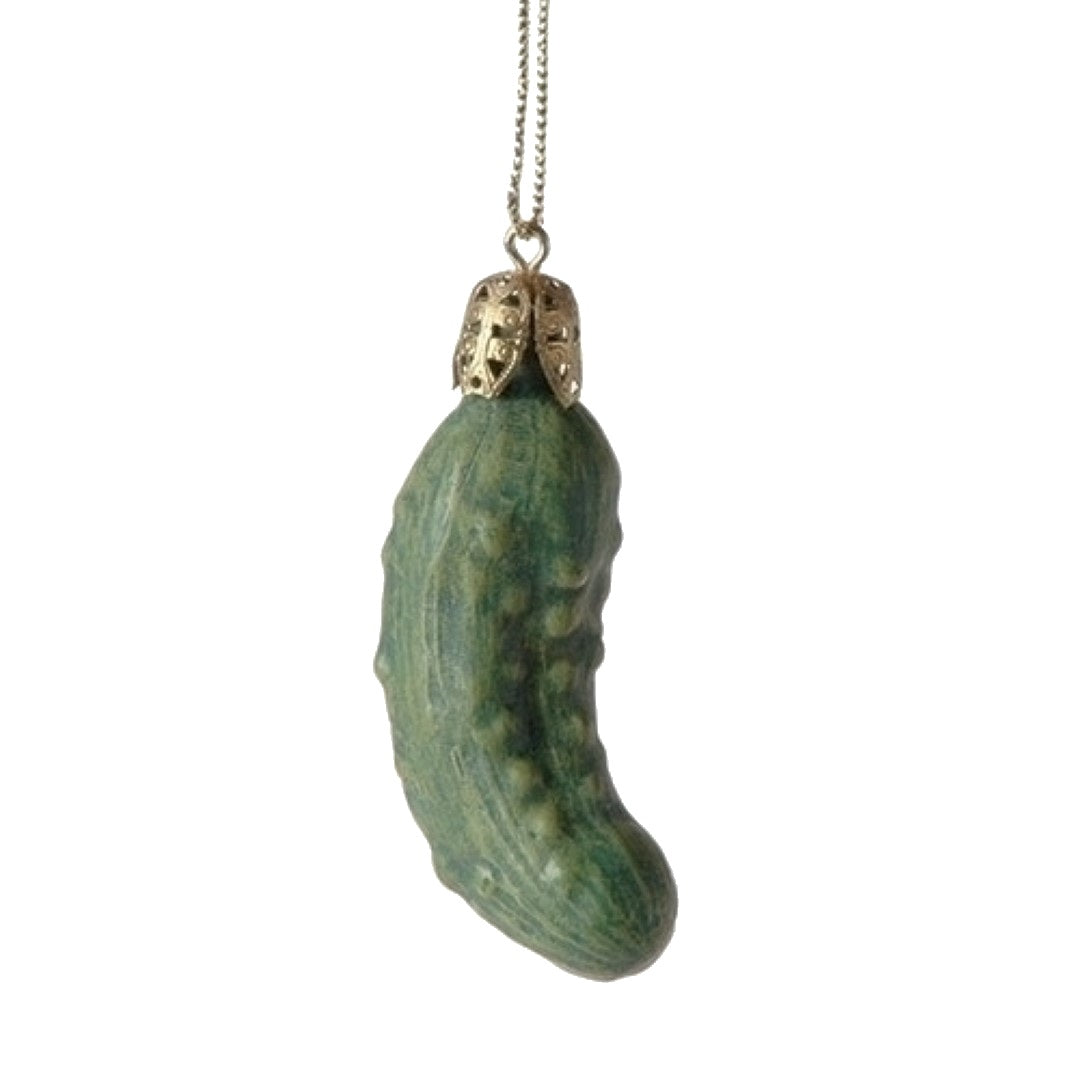 2-Piece Christmas Pickle And Decorated Glass Jar Hanging Ornament - - Christmas >> Ornaments >> Traditions