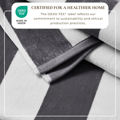 Cotton Velour Cabana Stripe Beach Towel - Novia Collection - -