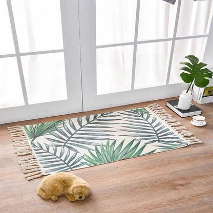 Nordic Style Cotton Linen Area Rug for Home Entrance Kia Day Design